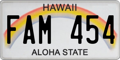 HI license plate FAM454
