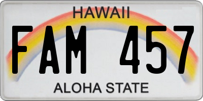 HI license plate FAM457