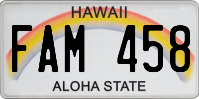 HI license plate FAM458