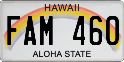 HI license plate FAM460