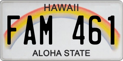 HI license plate FAM461