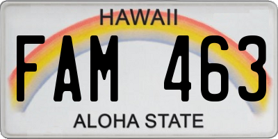 HI license plate FAM463