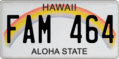 HI license plate FAM464