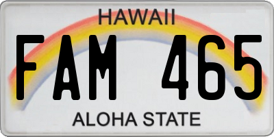 HI license plate FAM465