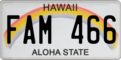 HI license plate FAM466