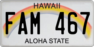 HI license plate FAM467
