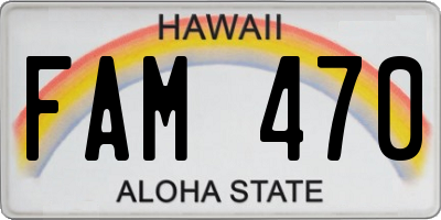 HI license plate FAM470