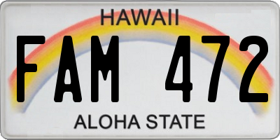 HI license plate FAM472