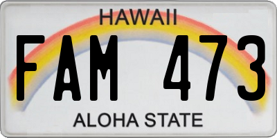 HI license plate FAM473