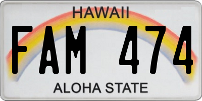 HI license plate FAM474