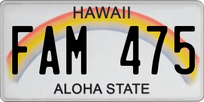 HI license plate FAM475