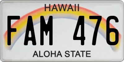 HI license plate FAM476