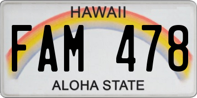 HI license plate FAM478