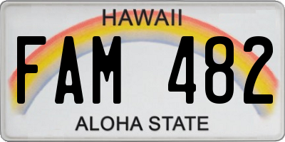 HI license plate FAM482