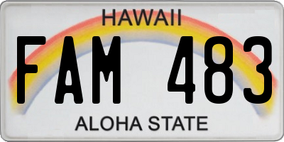 HI license plate FAM483