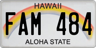 HI license plate FAM484