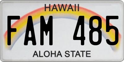 HI license plate FAM485