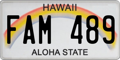 HI license plate FAM489