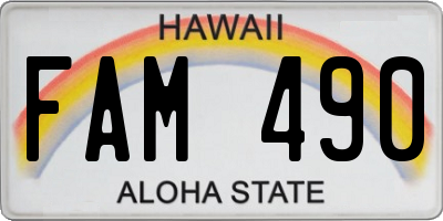 HI license plate FAM490