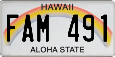 HI license plate FAM491