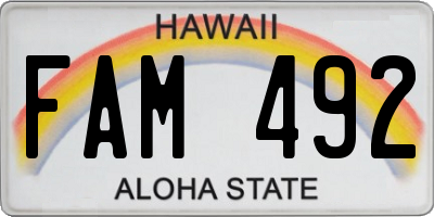 HI license plate FAM492