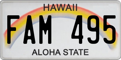 HI license plate FAM495