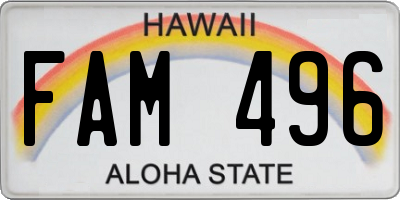 HI license plate FAM496
