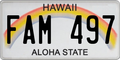 HI license plate FAM497