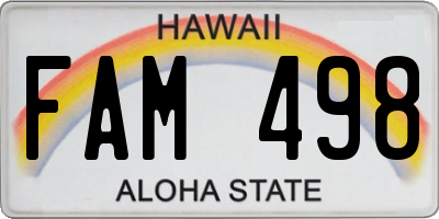 HI license plate FAM498