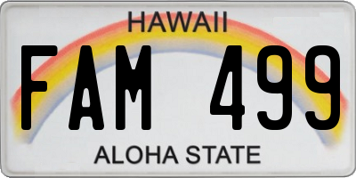 HI license plate FAM499