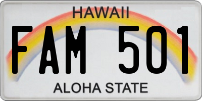 HI license plate FAM501