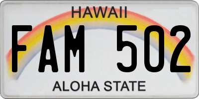 HI license plate FAM502