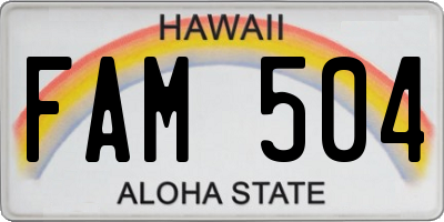 HI license plate FAM504