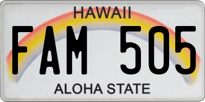 HI license plate FAM505
