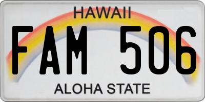 HI license plate FAM506