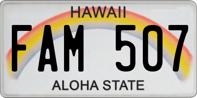 HI license plate FAM507