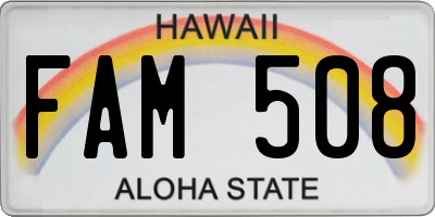 HI license plate FAM508