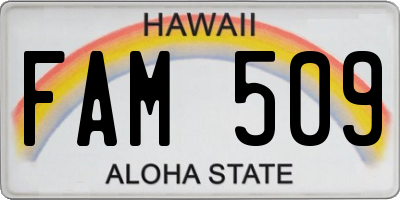 HI license plate FAM509