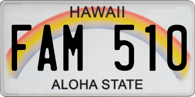 HI license plate FAM510
