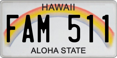 HI license plate FAM511