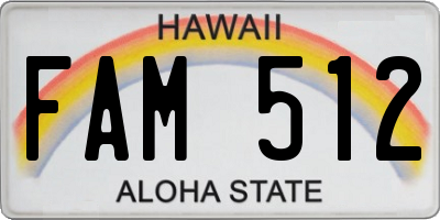 HI license plate FAM512