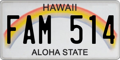 HI license plate FAM514