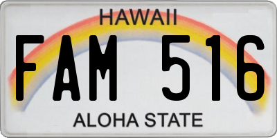HI license plate FAM516