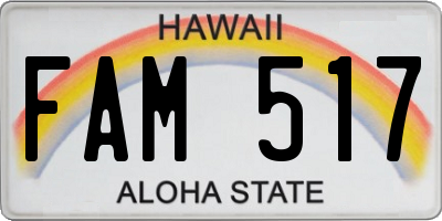 HI license plate FAM517