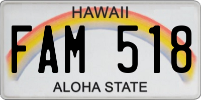 HI license plate FAM518
