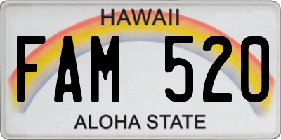 HI license plate FAM520