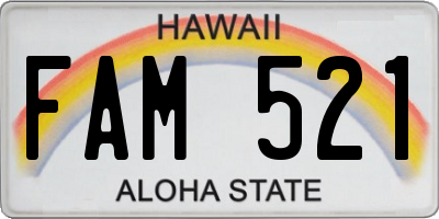 HI license plate FAM521