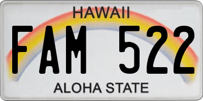 HI license plate FAM522