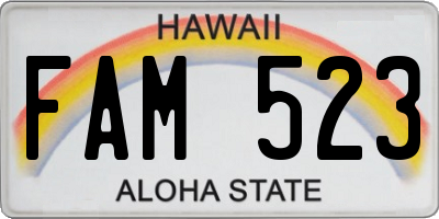 HI license plate FAM523