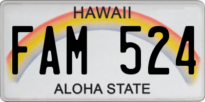 HI license plate FAM524